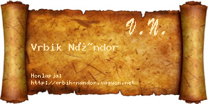 Vrbik Nándor névjegykártya